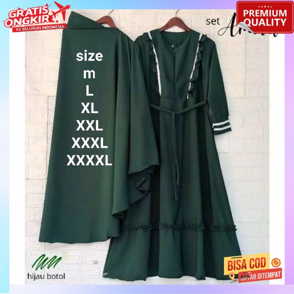 Setelab Gamos Ganis Syari Gamia Plus Jilbab Satu Set Baju Muslim Wanita Lebaran Terbaru 2024 Setlan 