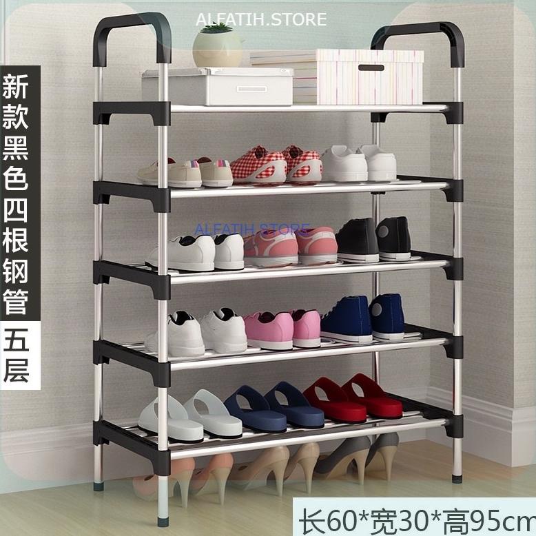 [ BGK ] RAK SEPATU SUSUN 5 LAYER RAK PLASTIK/BESI SERBAGUNA MOTIF PORTABLE BONGKAR PASANG MURAH/ RAK