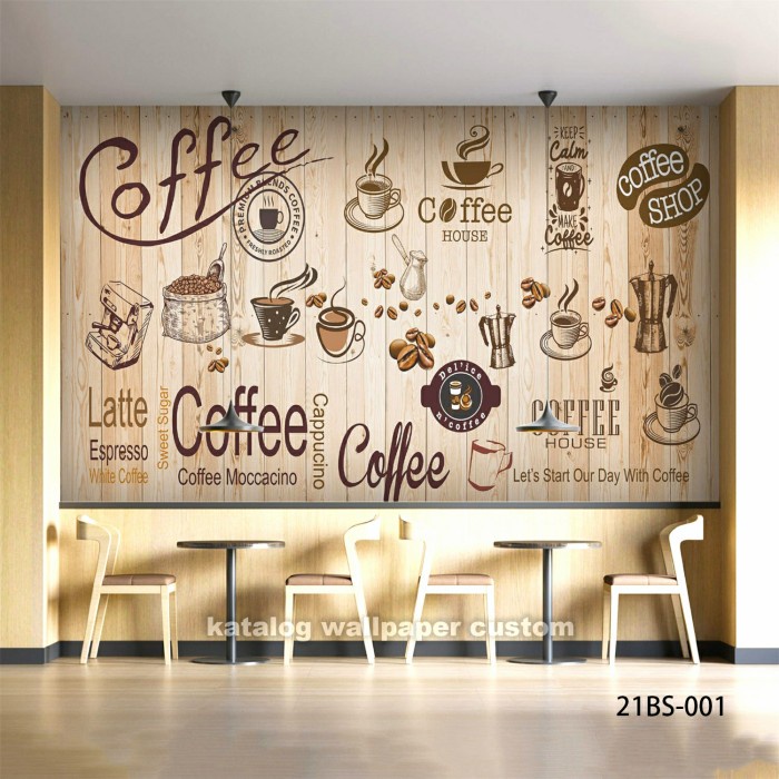 Terlaris Wallpaper Dinding 3D Custom Cafe Coffee Shop/ Kafe Kopi (21Bs-001)