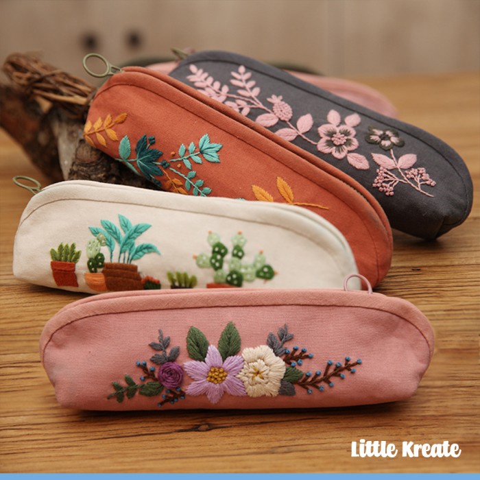 

EG#102 DIY SULAM KOTAK TEMPAT PENSIL HAND EMBROIDERY PENCIL CASE