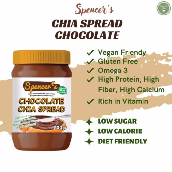 

Selai Cokelat Scer Chia Spread Low Cale High Fiber Enak 500 Gr