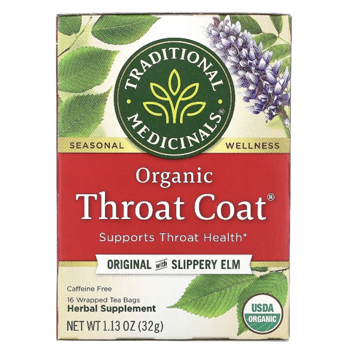 

Traditional Medicinals, Seasonal Teas, Organic Throat Coat, 16 Tea Bag