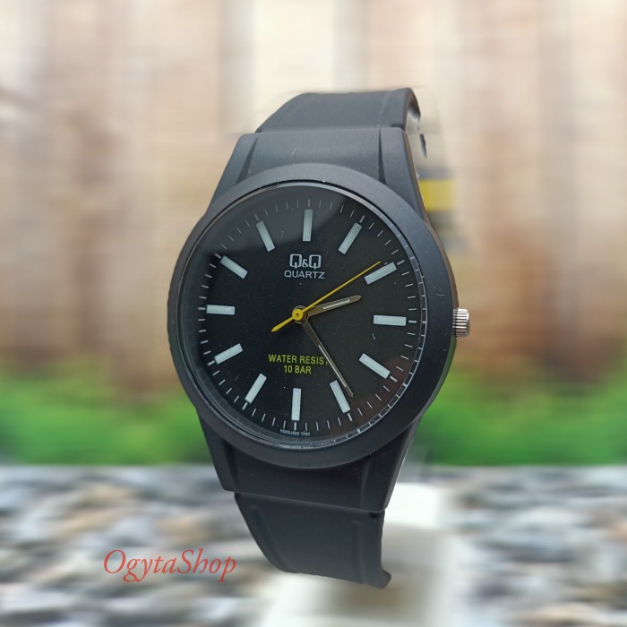TERLARIS Jam Tangan Pria Q&Q QnQ QQ Strap Karet Hitam VQ50J025Y Original /JAM TANGAN ANTI AIR/JAM