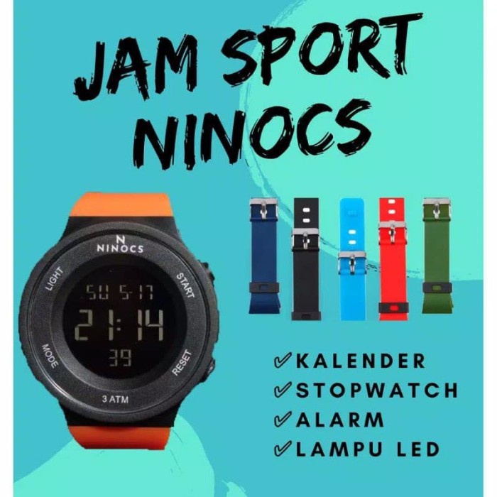 BISA COD JAM TANGAN SPORT DIGITAL NINOCS ORIGINAL FREE 2 TALI /JAM TANGAN ANTI AIR/JAM TANGAN