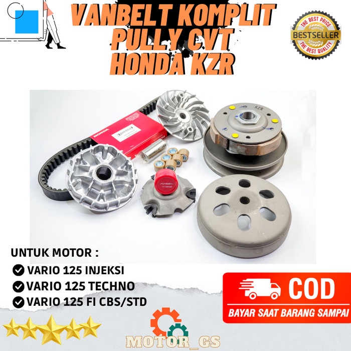✨Original Paket Vanbelt Komplit Pully Assy Cvt Honda Vario 125 Techno - Kzr Terbaru