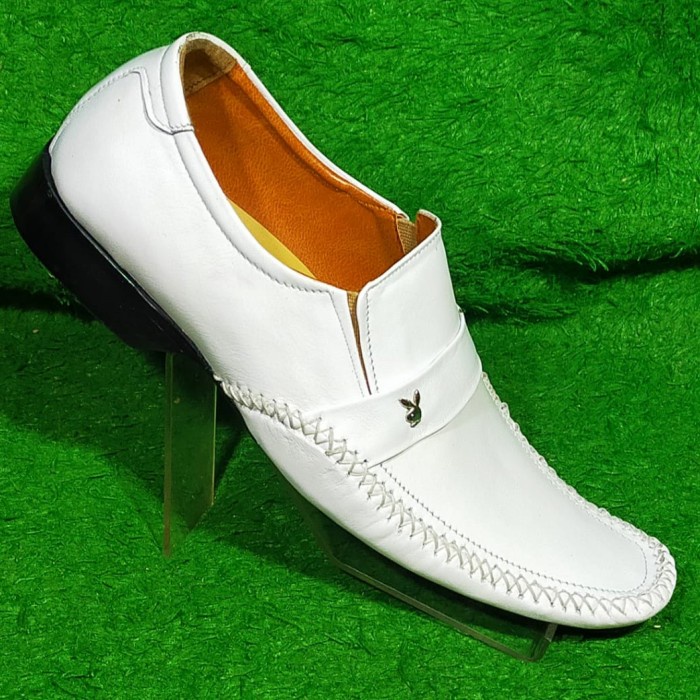 sepatu pantofel Putih sepatu pria kulit asli sepatu formal playboy