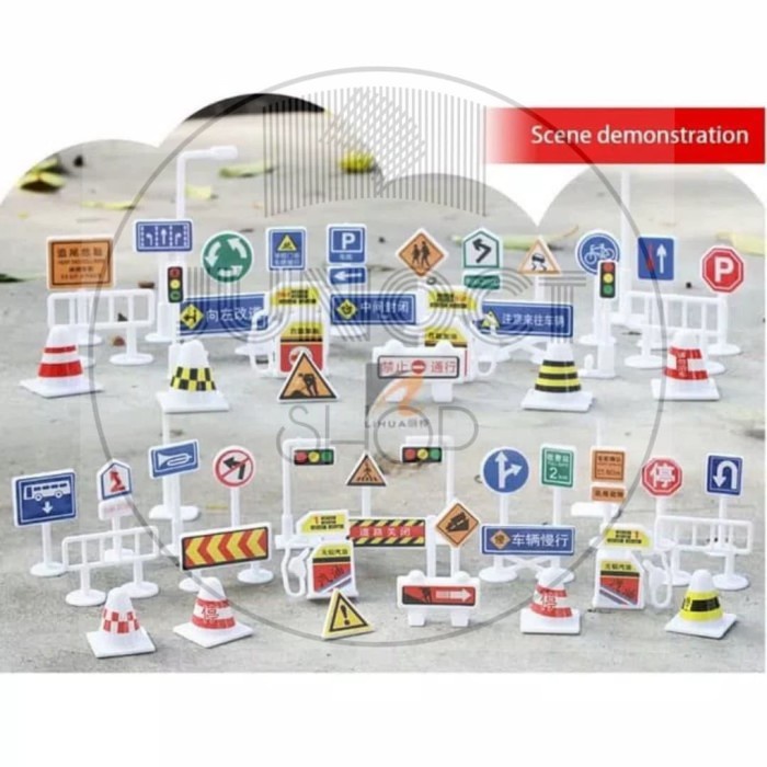 Rambu Lalu Lintas Jalan Set Miniatur Diorama Maket Mainan Edukasi Ready
