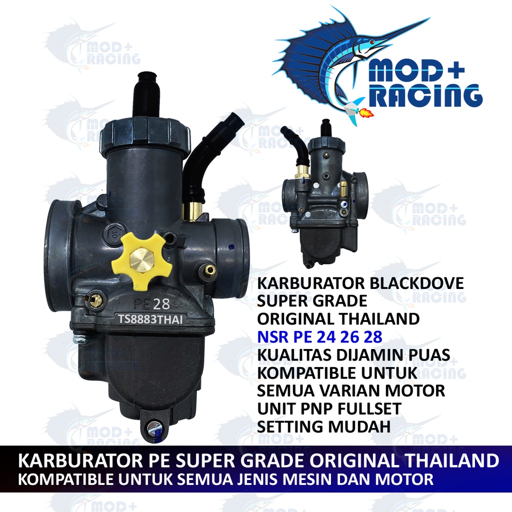(COD) KARBURATOR DOVE NSR PE 24 26 28 BLACKDOVE HITAM BLACK BLACKVIPER KARBU PE24 PE26 PE28 ORI ORIG