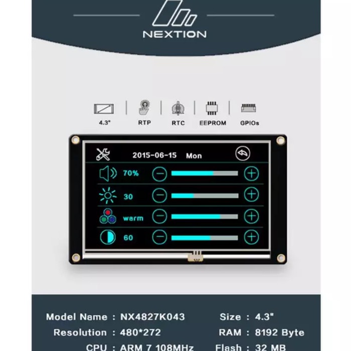 Nextion Enhanced NX4827K043 - 4.3'' HMI LCD Touchscreen Serial USART
