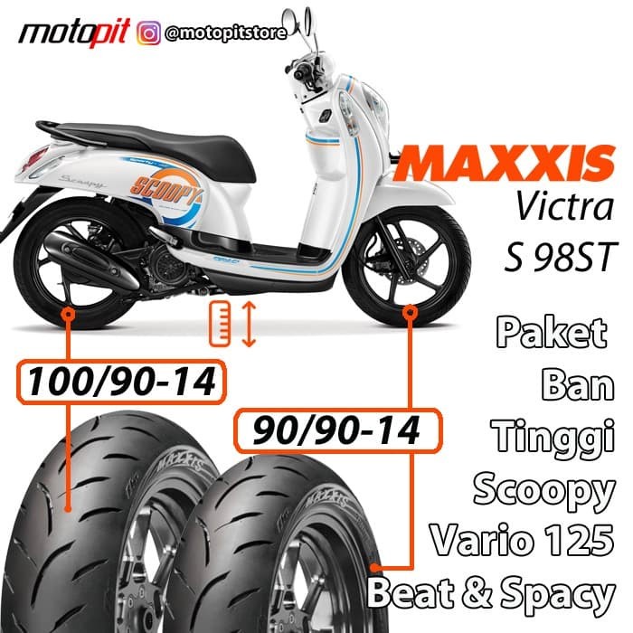Maxxis Paket Ban Tinggi Scoopy Beat Sepasang 90/90-14 100/90-14 VICTRA ready