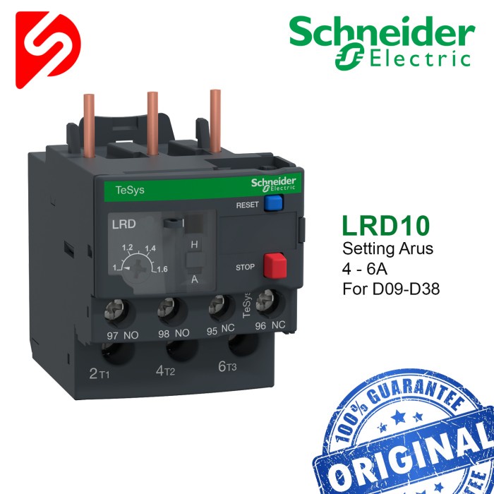 THERMAL OVERLOAD RELAY LRD10 4-6A TERMAL KONTAKTOR SCHNEIDER