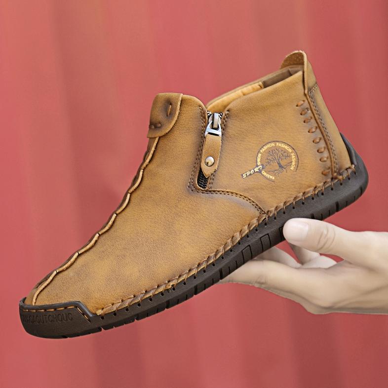 COD 100% KULIT ASLI Sepatu Boots Pria Casual Keren Original Boots Resleting Tanpa Tali Formal Kerja 