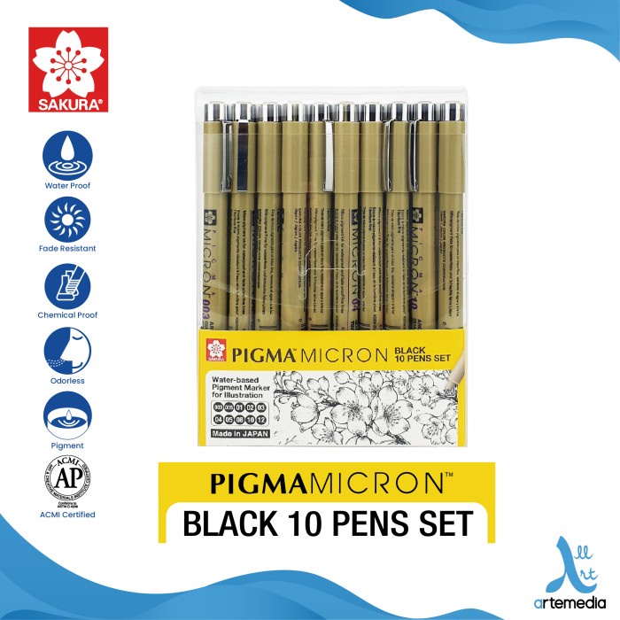 

Drawing Pen Sakura Pigma Micron Set 10 Pigment Ink Pulpen Gambar Terbaru