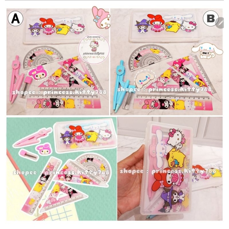 

Ggaris Segitiga Jangka Busur Isi Sil Ghapus Dengan Case / Stationery Set Isi 7 Pcs / Jangka Busur