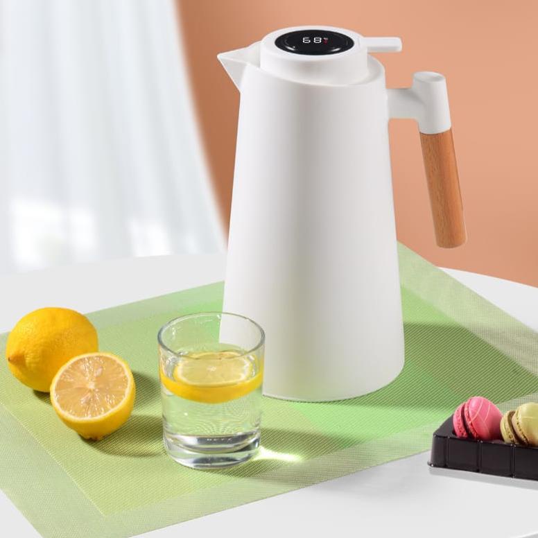 Bakindo Termos Teko Temperature Digital 1 Liter Teko Air Panas Gagang Kayu Elegant Asthetic Termos K