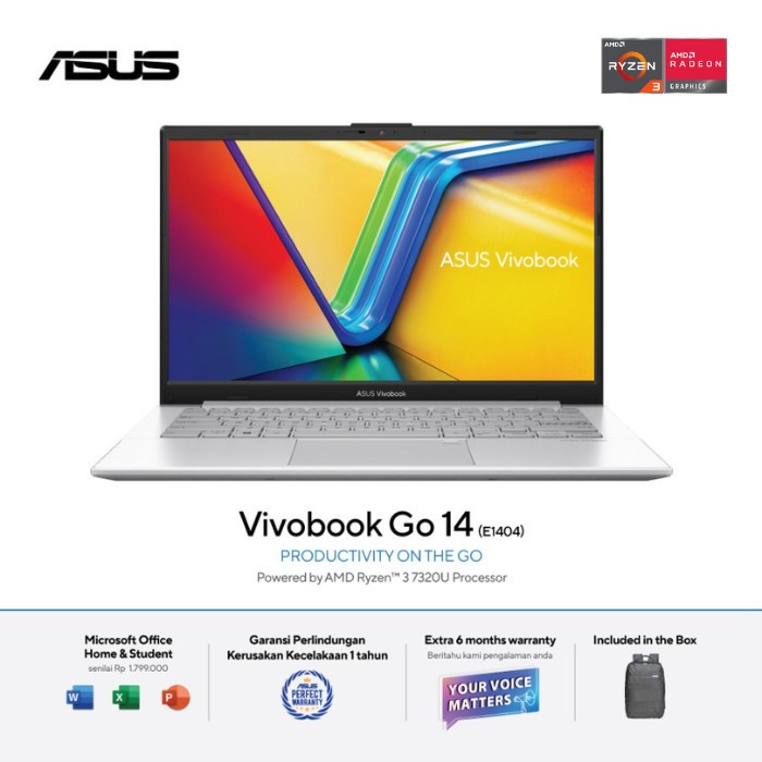 Laptop Asus Vivobook Go 14  E1404FA-FHD323 Ryzen 3 7320U 8GB SSD 256GB