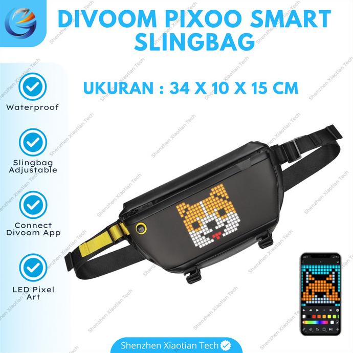 DIVOOM PIXOO SMART SLINGBAG PIXEL ART DIY | TAS SELEMPANG LED SCREEN