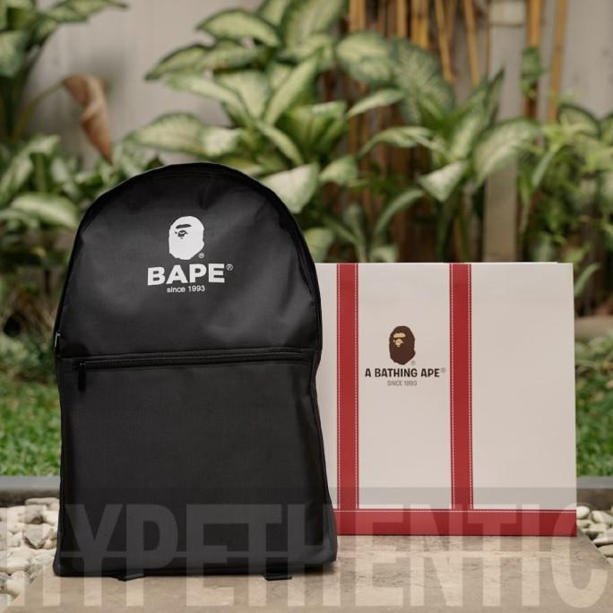 A Bathing Ape BAPE Logo Black Backpack Original / Tas Ransel Hitam Bag