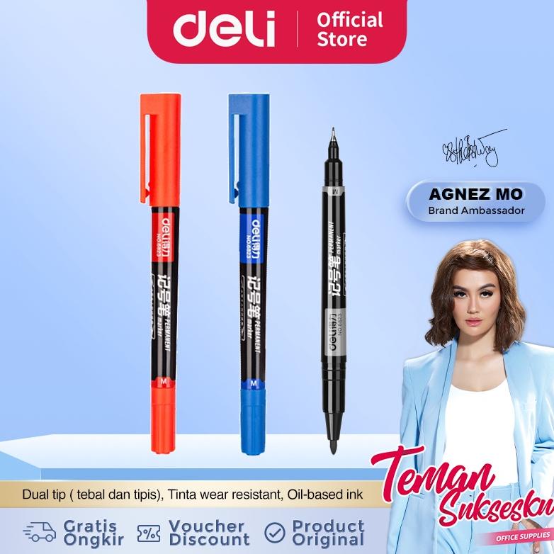 

Deli Permanent Marker / Spidol Permanen Double Tip Dapat Menulis Disegala Permukaan 6823