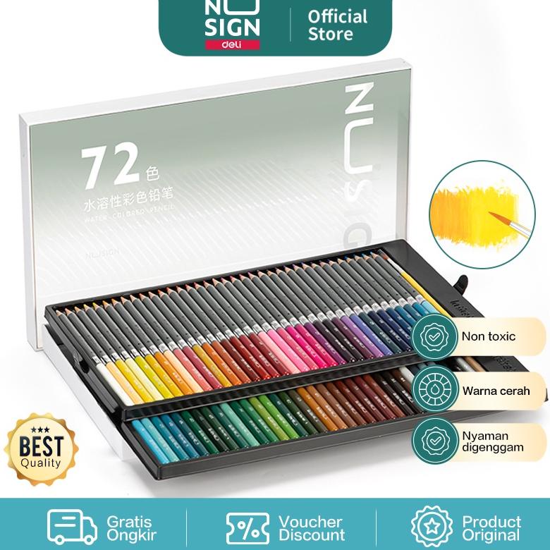 

Nusign Watercolor Pencil / Pensil Warna 48 72 Warna Gratis Kuas NS731