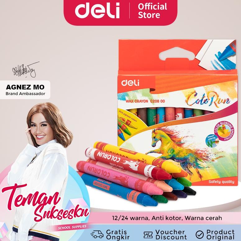 

Deli Crayon Krayon Lilin 12 Warna Reguler/Jumbo Label Melingkar, Tangan Anti Kotor EC20800 EC20900