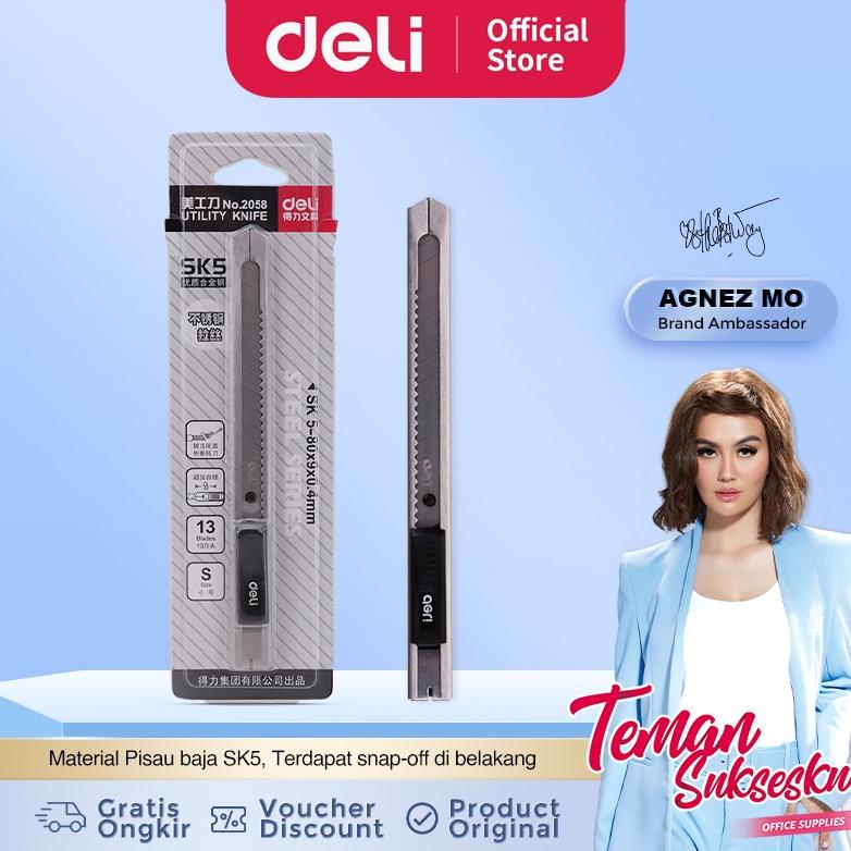 

Deli Cutter pisau baja SK5 mudah untuk memotong sistem kunci manual untuk penggunaan yang aman 2058