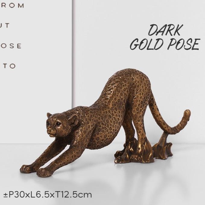 Gold JAGUAR Statue Patung Hiasan Pajangan JAGUAR Emas Macan Singa