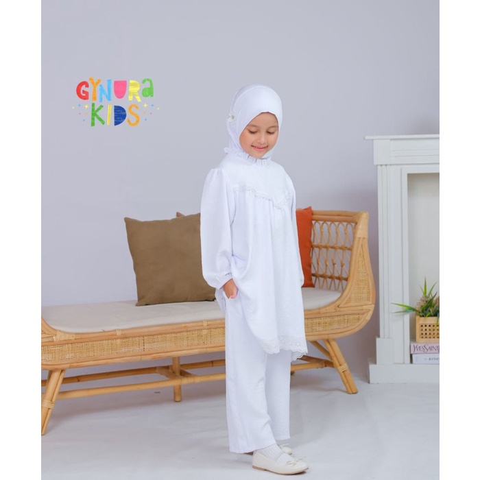 GRATIS ONGKIR Setelan tunik putih anak perempuan Baju manasik setelan Set putih anak