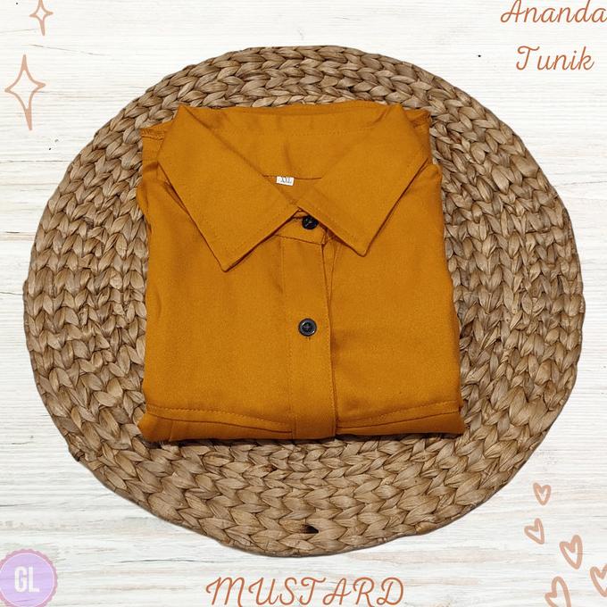 Ananda Tunic/Baju Atasan Tunik/Baju Tunik Terbaru/Baju Muslim Wanita - L, Mustard Terbaik