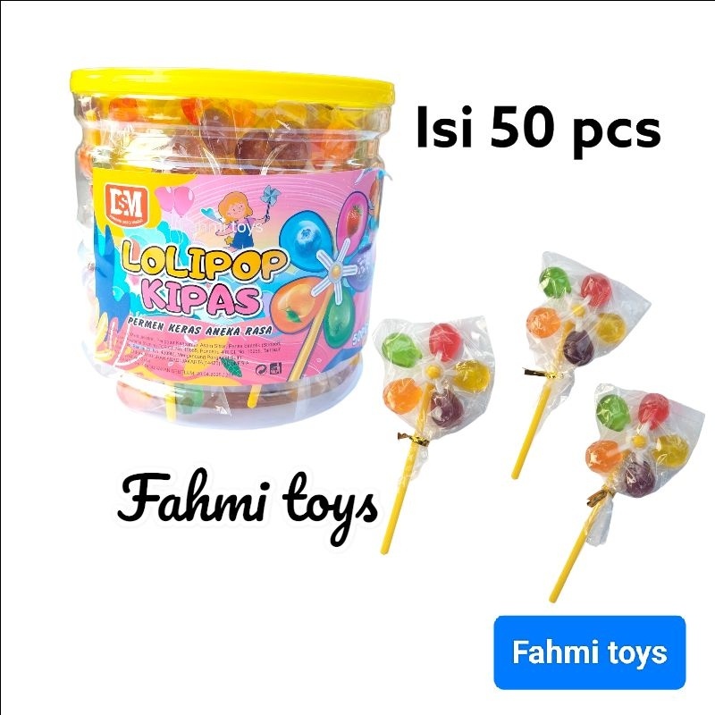 

50 Pcs Permen Kipas Toples Lolipop Permen Keras Aneka Rasa