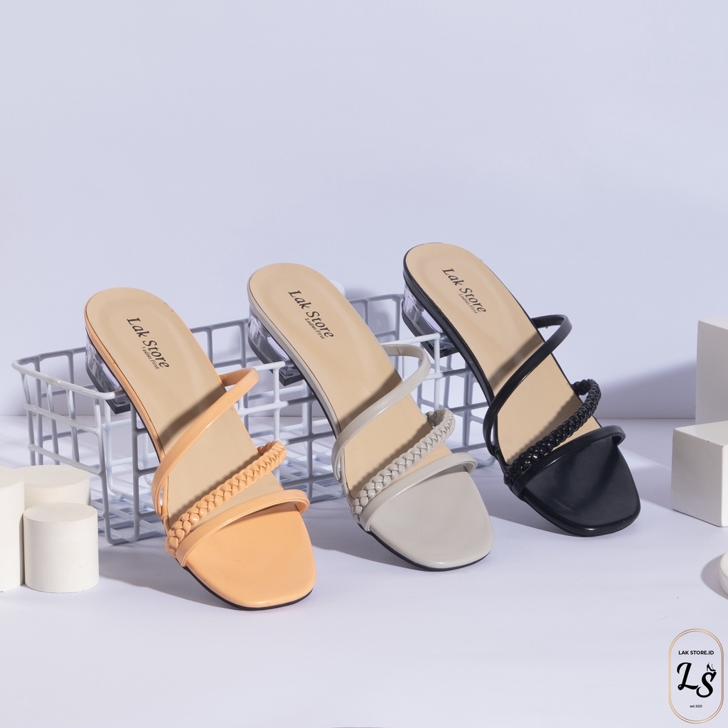 AQEELA sandal heels wanita sleding / hak kaca 3cm / sandal heels / sandal wanita