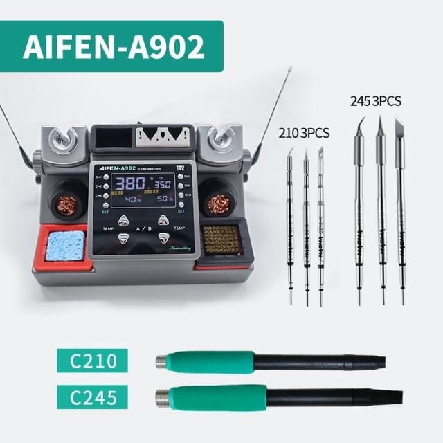 SOLDER STATION AIFEN A902 C210 + C245 DOUBLE GAGANG ORIGINAL