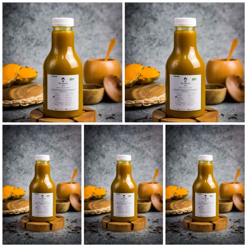 

Jamu Bu Ratini Paket 5 Botol Jamu Kunyit Asem / Beras Kencur /Empon Empon