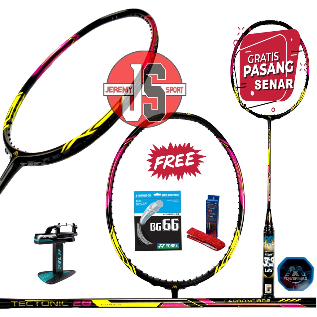 Raket Badnton Power Max Tectonic 28 33 Lbs Bonus Senar Dan Grip