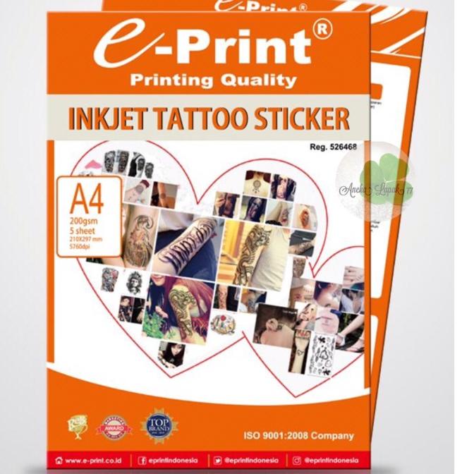 

E-Print Inkjet Tattoo Sticker 200 Gsm/5 Lbr Kertas Buat Tatto Sendiri