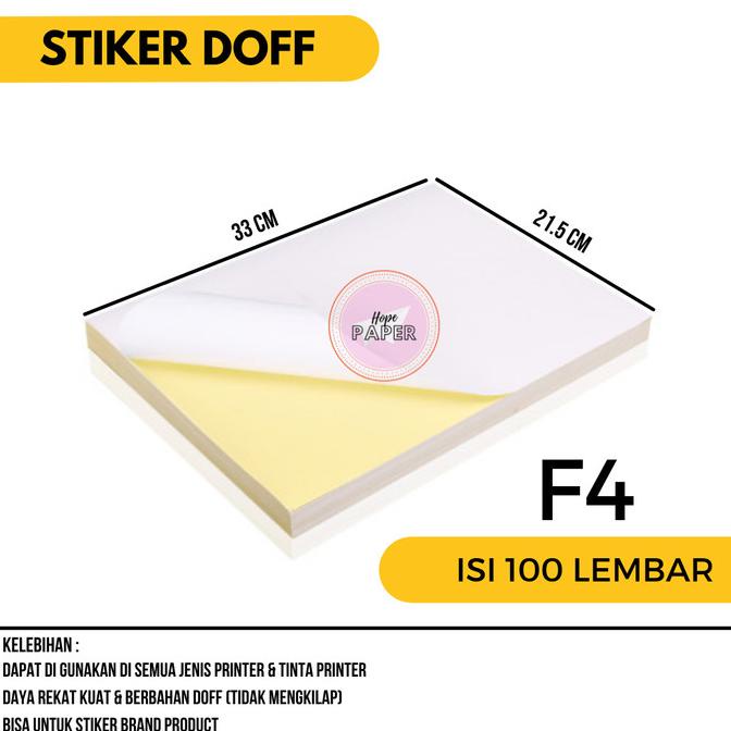 

Kertas Stiker Hvs F4 - 100Pcs / Kertas Stiker / Sticker Hvs Doff