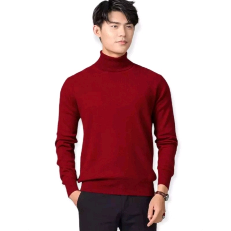Kaos Turtleneck Pria lengan panjang kaos kerah tinggi Lengan Panjang