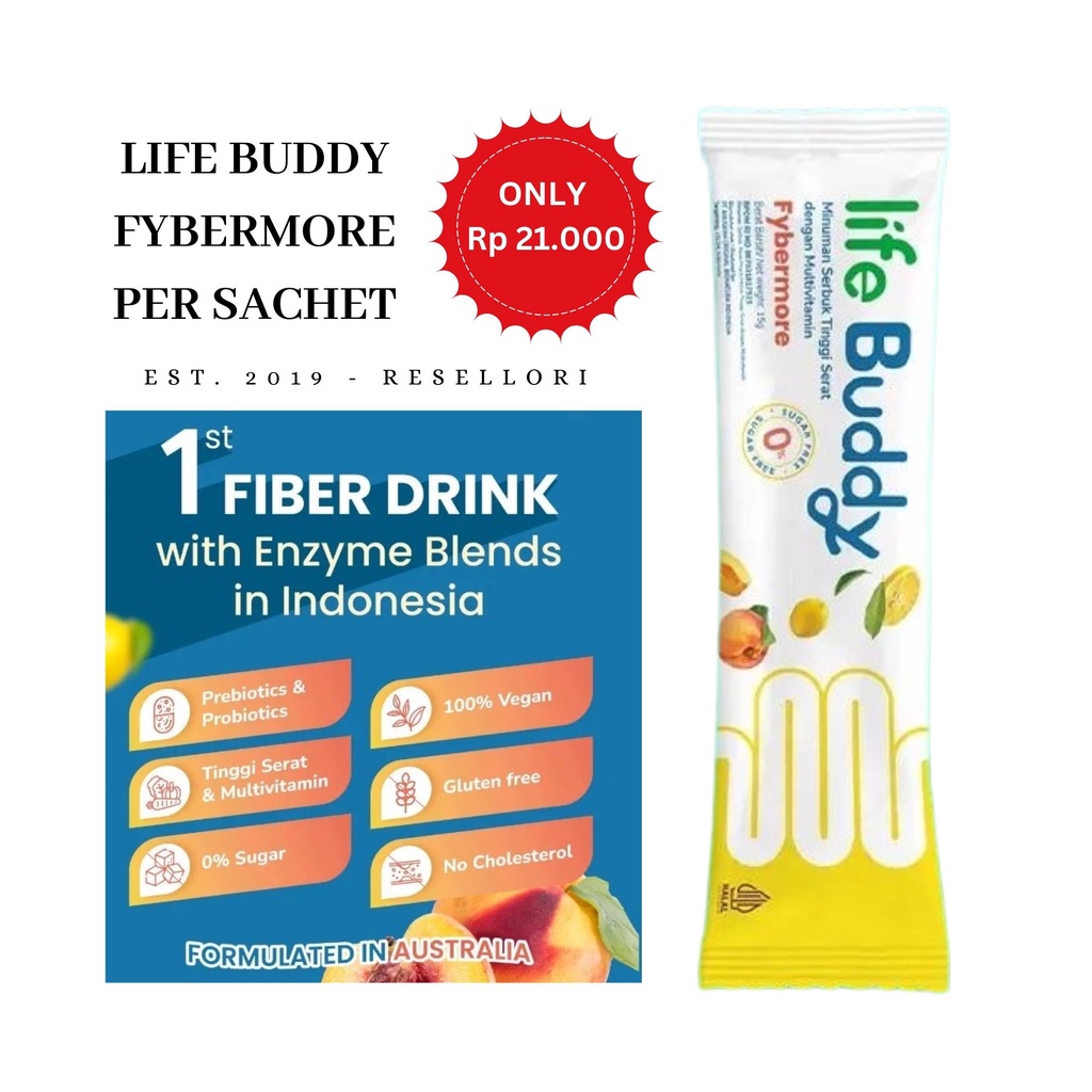 Life Buddy Fybermore Fiber Drink Minuman Serbuk Tinggi Serat Per Sachet BPOM HALAL | LIFEBUDDY