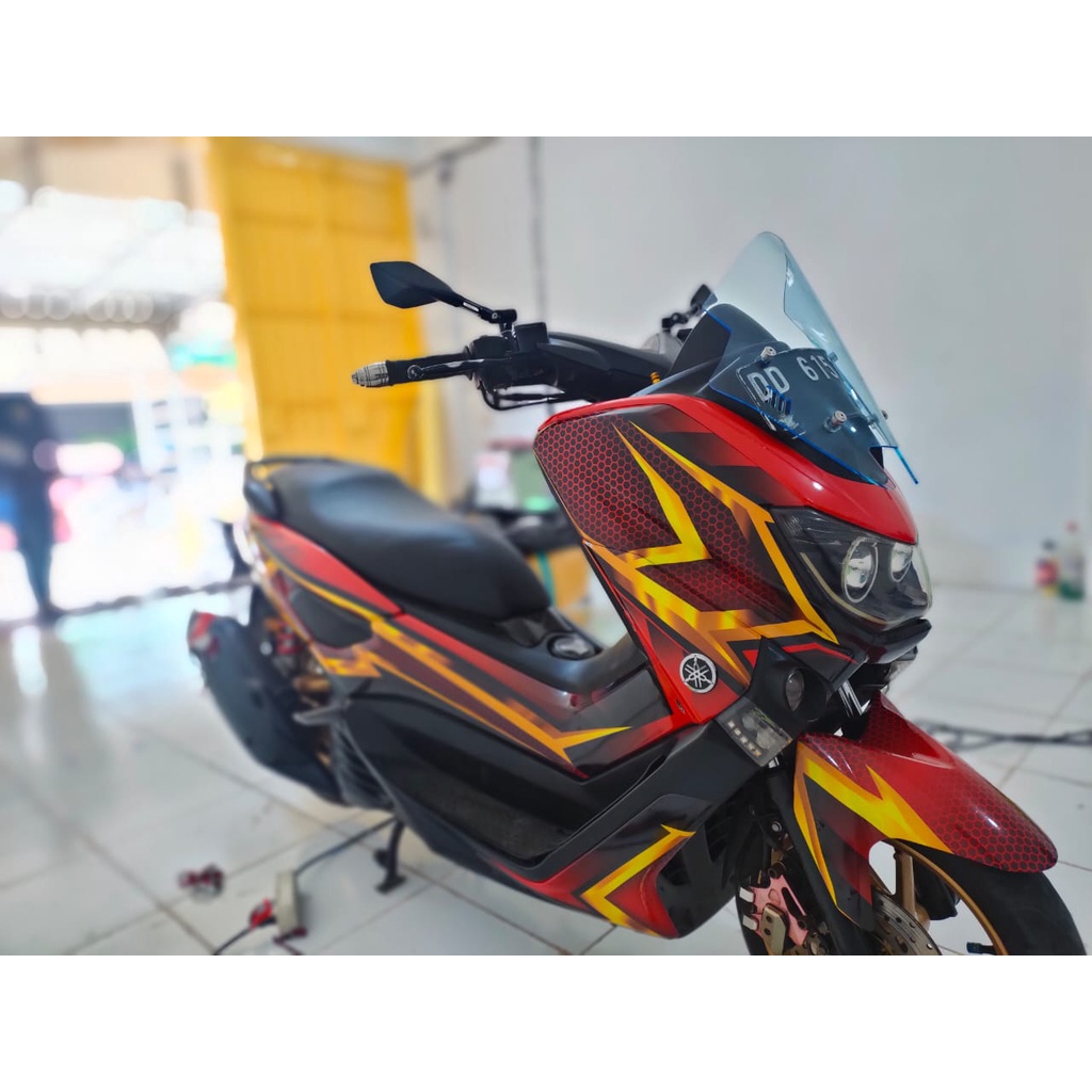 Stiker Decal Motor YAMAHA NMAX OLD Full Body Sticker NMAX Lama Warna Merah Garis Gold Keren