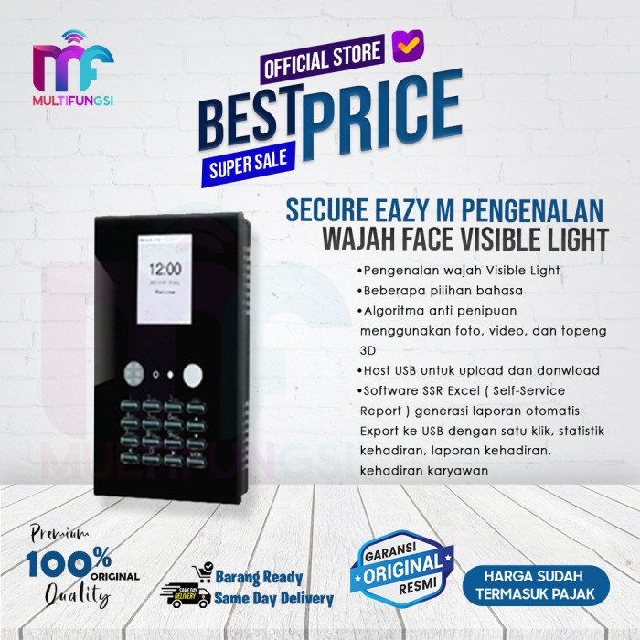 Mesin Absensi - Secure eazy M pengenalan wajah face visible light