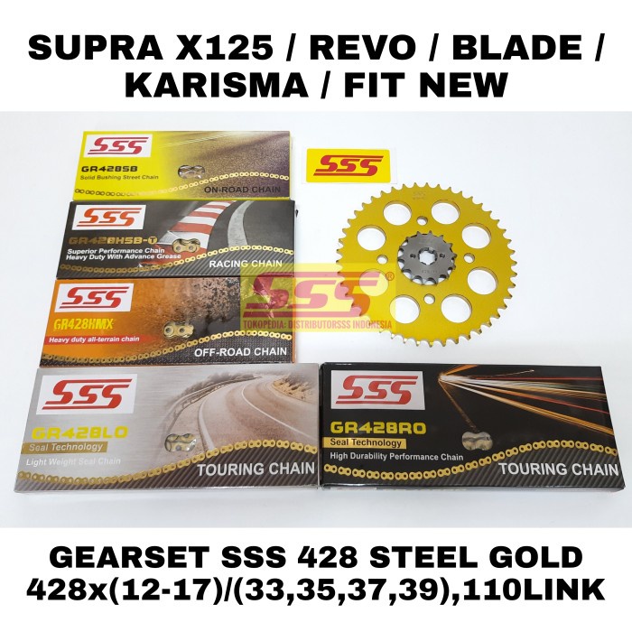 GIRSET GEARSET SSS 428 GOLD SUPRA X125 REVO BLADE KARISMA RANTAI SSS ORIGINAL BEST QUALITY