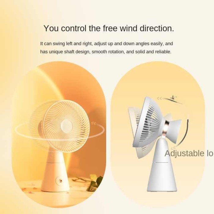 TERLARIS 3Life Portable Desk Fan 3000mAh Kipas Angin Meja Swing Rechargeable F8 /KIPAS ANGIN