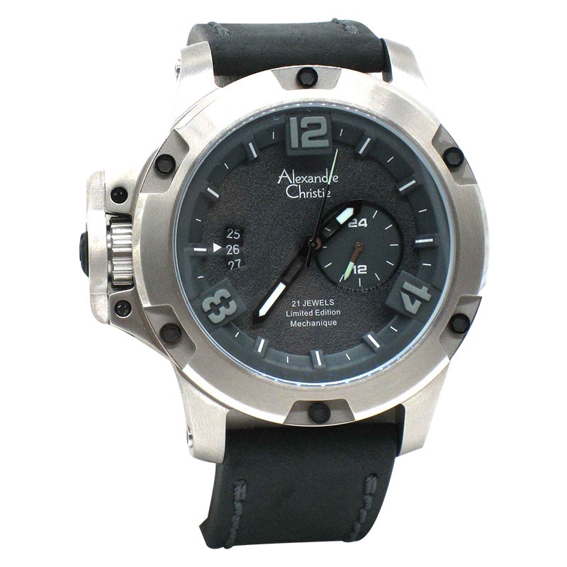 Jam Tangan Pria Alexandre Christie AC 6339 MALTPBA Black Dial Leather Strap LIMITED EDITION