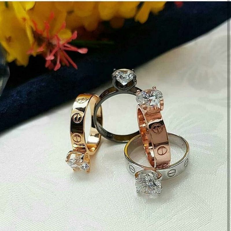 Cincin Berlian Wanita Cincin Swarovski Wanita Cincin Emas Cincin Silver Perak Cincin Rosegold Cincin
