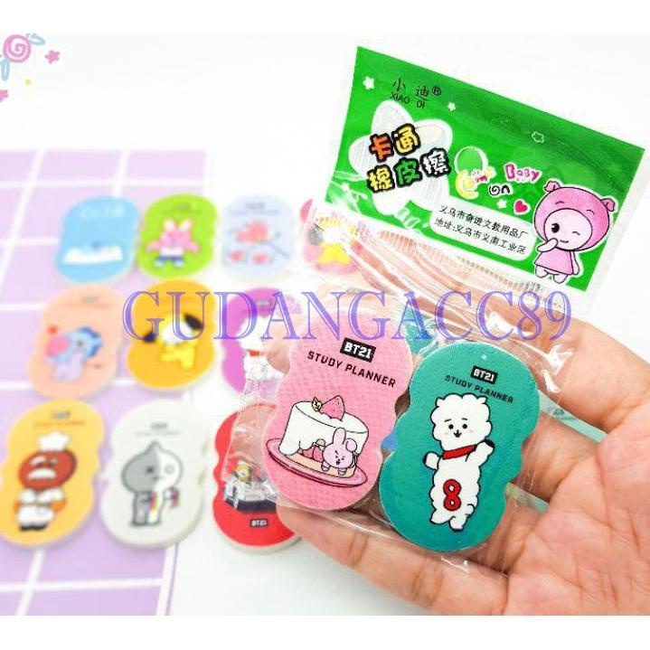 

( 2PCS ) PENGHAPUS PENSIL BT21 LUCU / ERASER BTS FANCY MURAH