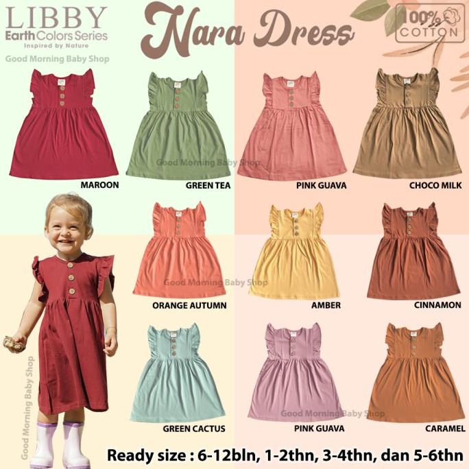 Libby Earth Nara Dress Ruffle Daster Anak Perempuan Baju Bayi Cewek Berkualitas