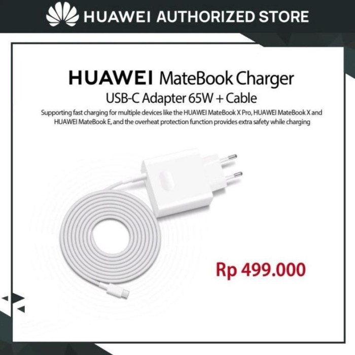 HUAWEI Charger Laptop 65W+Kabel C to C Original