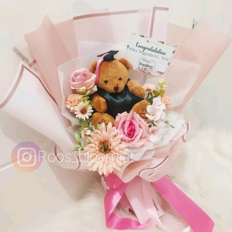 buket boneka wisuda import korea teddy bear | bucket artificial graduation doll