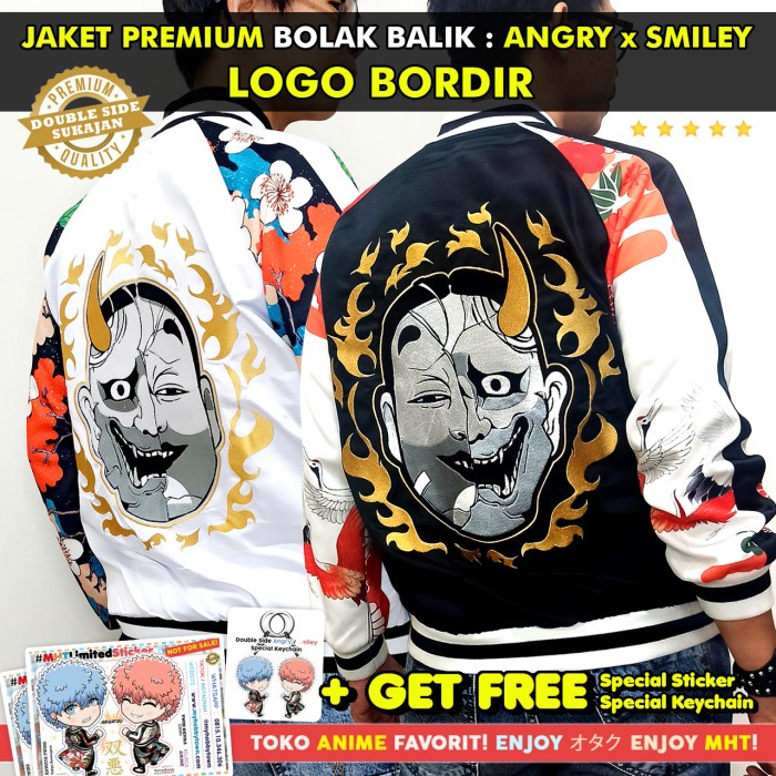 Jaket Smiley Angry Tokyo Revengers Bomber Sukajan Anime Cover Version