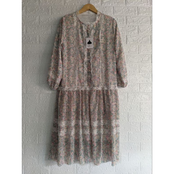 tunik vintage Korean look premium motif bunga soft
